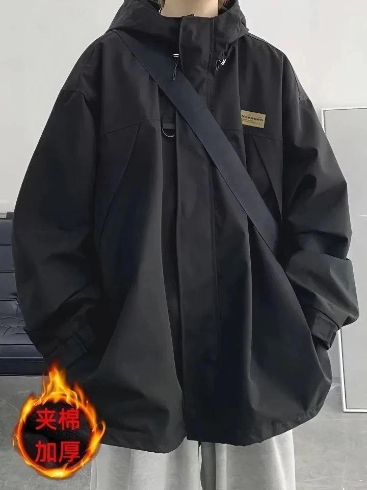 大人気！ 冬アウター日系レトロ防風防水コート男性秋冬ジャケットパンチスーツ新型裏起毛厚手 ジャンパー ブルゾン