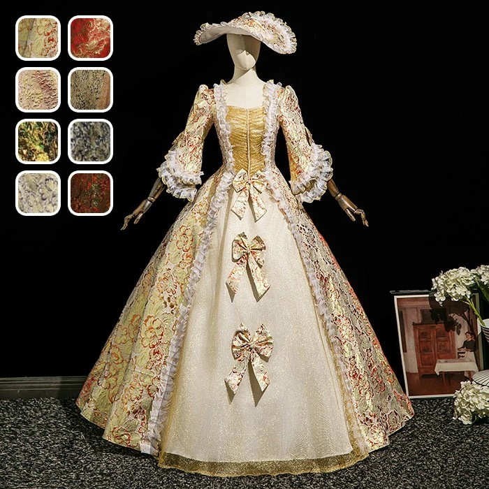 貴族 ドレス 油絵風 お姫様 衣装 カラードレス ロング 宮廷 王族服 お嬢様 舞台衣装 復古 ジュリエット ヨーロッパ ステージ衣装 オペラ声楽 撮影 西洋ドレス レディース ロングドレス 貴族ドレ