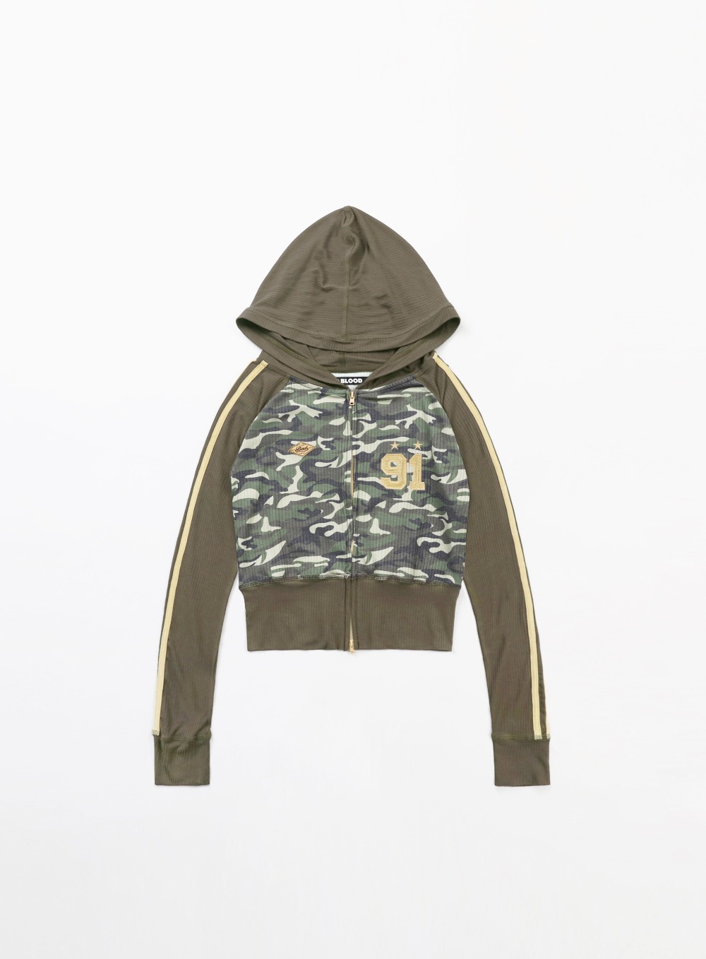 【BADBLOOD】 JERSEY HOODED ZIP-UP : CAMO