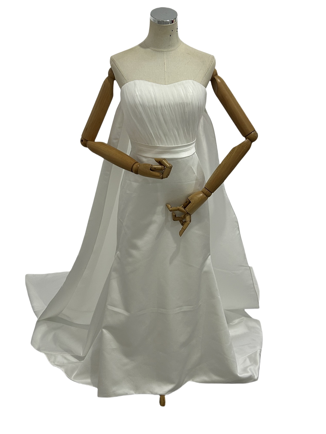 ウェディングドレス ベアトップ 細見えシルエット 取り外しトレーン エレガント 拳式