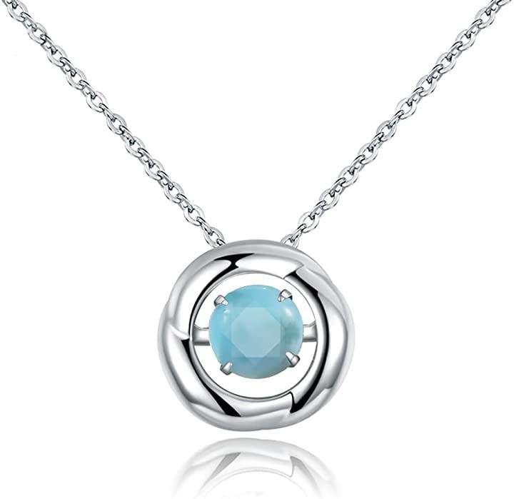 シルバー925 一粒ネックレス ペンダントレディース 人工石(12月 誕生石 ターコイズ)