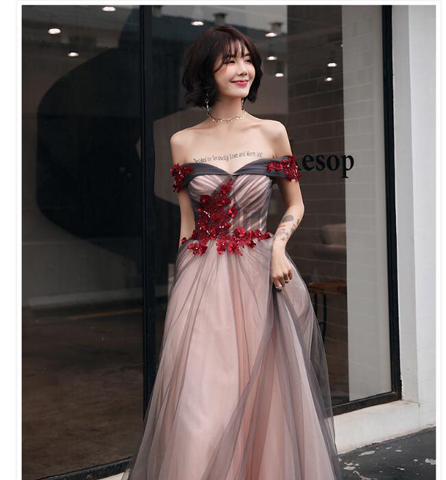 刺繍 上品 オフショルダー ロングドレス 結婚式 二次会 マキシワンピース パーティードレス 卒入式