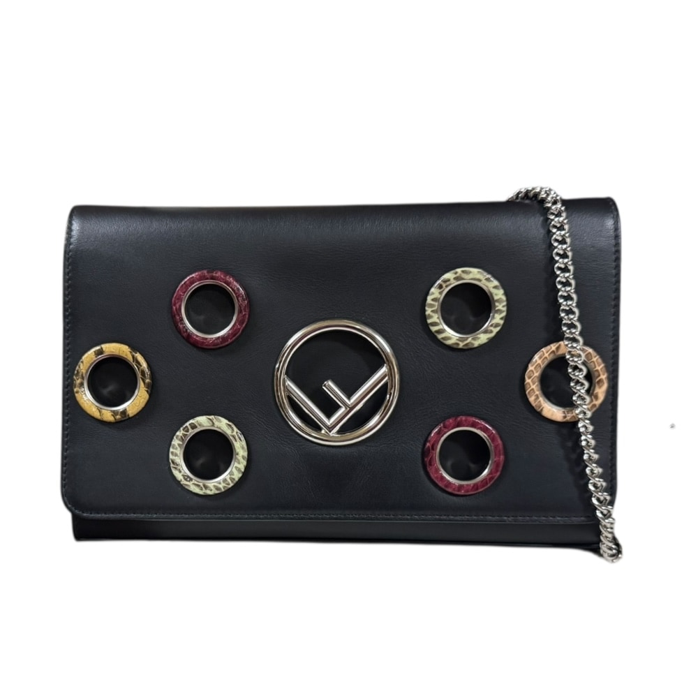 フェンディ ショルダーバッグ レザー 8BS004 ブラック FENDI 中古