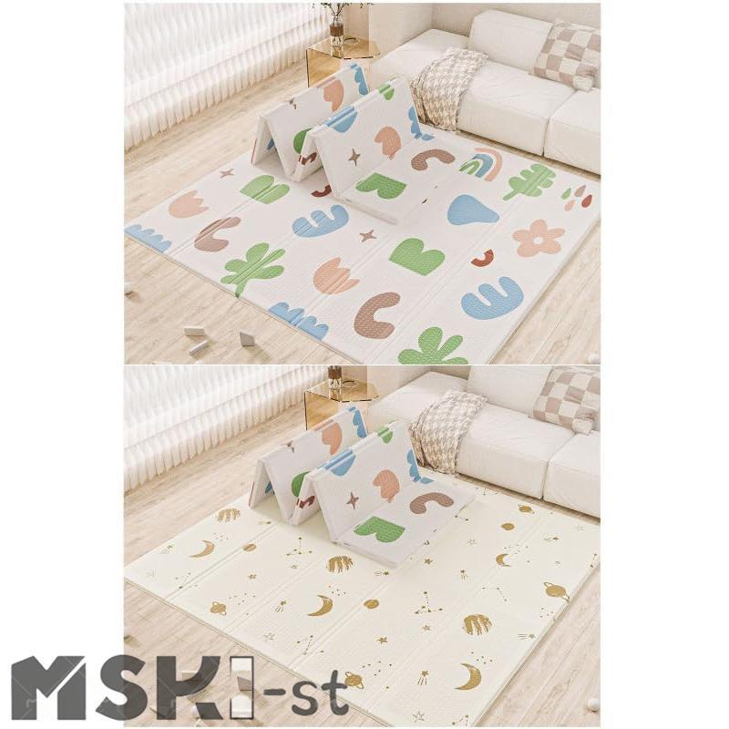 [新年割引]ベビープレイマット ロールタイプ ロールマット リバーシブル 180x200x2cm ベビーマット XPE材質 縁取り 軽量 厚手 折り畳み式 滑り止め 防水防汚 防寒防音 動物限
