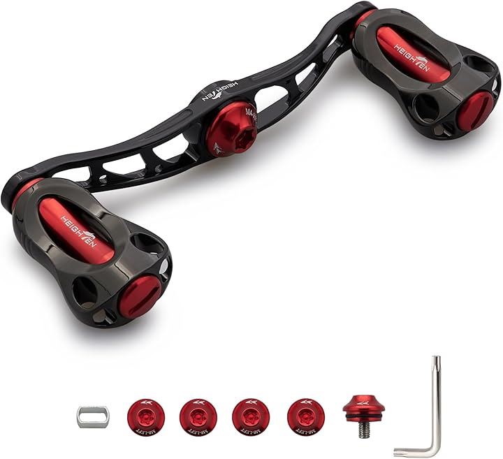 リール ハンドル 22mm ノブ搭載 シマノ SHIMANO ダイワ DAIWA アブ Abu 通用 ベイトリール Fan Series 868(ブラック＆レッド, 90mm)