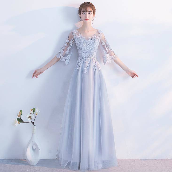 質感改良！パーティードレス ロングドレス 結婚式ドレス 袖付き 大きいサイズ ワンピース 大人 上品 フォーマル 結婚式 ウェディングドレス 上品 お呼ばれ 食事会 二次会