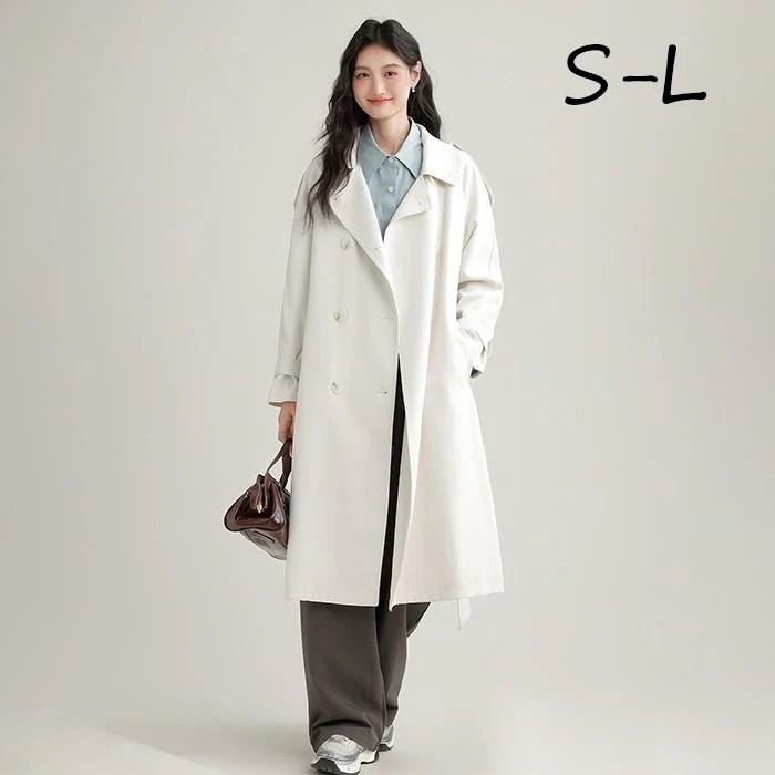 スプリングコート ロングコート トレンチコート レディース 春 女子 秋 冬 アウター コート 上品 大人 きれいめ 可愛い 無地 ベルト付き 韓国風 ベージュ S M L