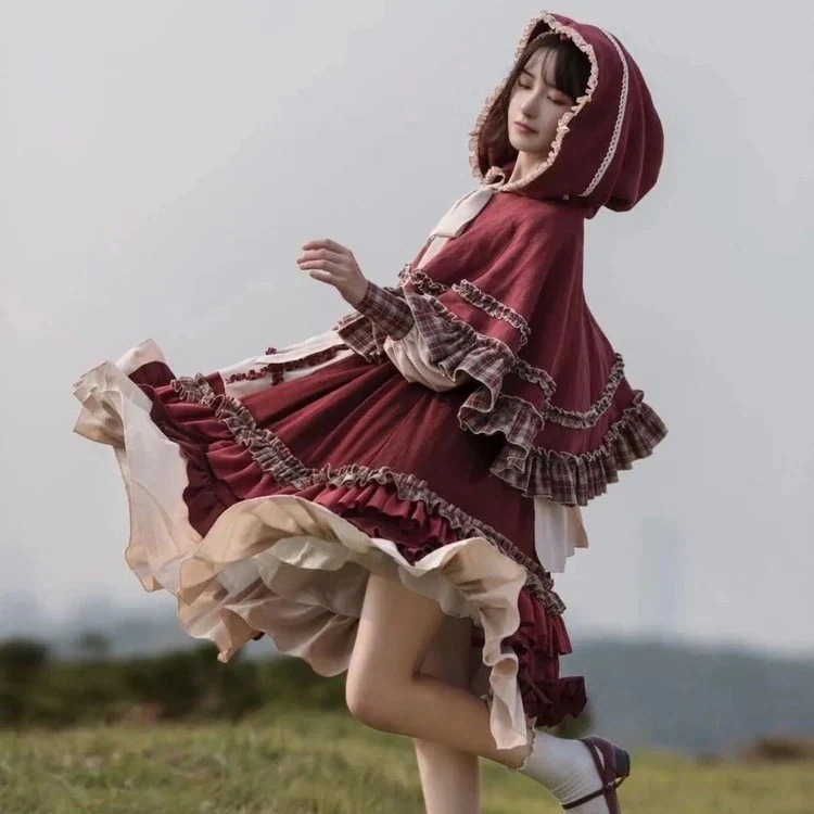 Lolita のマントスーツopワンピースプリンセススカート 二次元 文化祭 メイド服