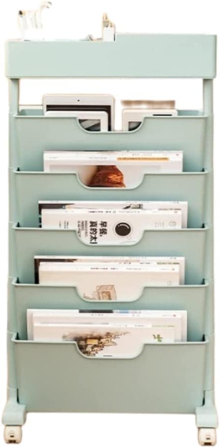 【キャスター有りと無しと2タイプ】マガジンラック スリム キャスター 本棚 棚 移動 小物収納 文房具収納 書類整理 収納棚 ファイル立て 雑誌収納 本収納 新聞収納 新聞ラック 両面 (ブルー, キ