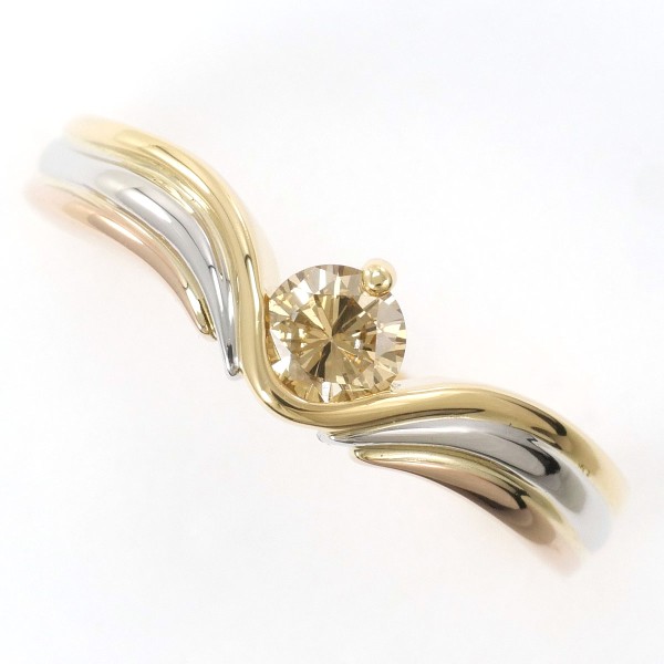 PT900 プラチナPG リング 18号 ブラウンダイヤ 0.30 鑑定書 ジュエリー 中古