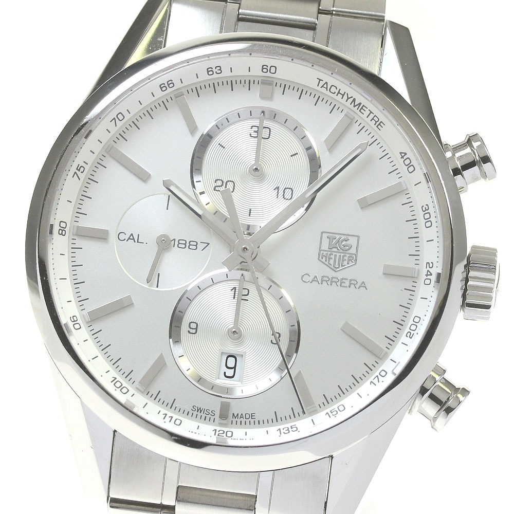 訳あり タグホイヤー TAG HEUER CAR2111-3 カレラ CAL.1887 クロノグラフ 自動巻き メンズ 保証書付き_835162【中古】