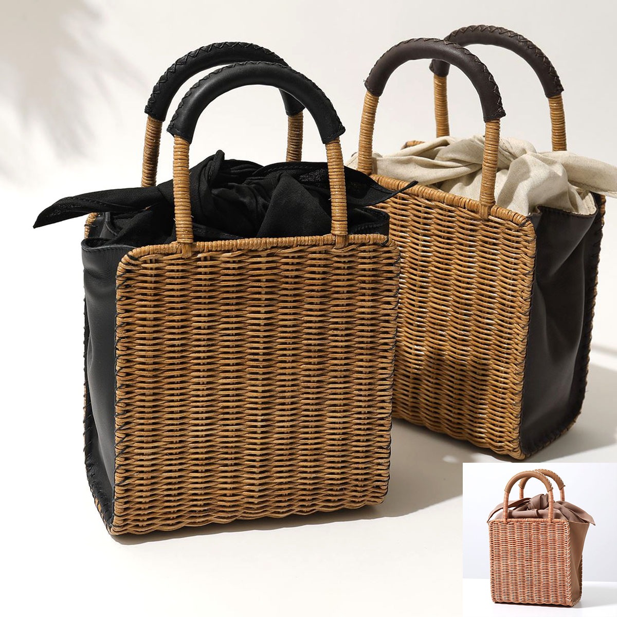 The Bagmati バグマティ BBK18-02 カラー3色 ウィッカー×レザー かご カゴバッグ バスケットバッグ 鞄 レディース