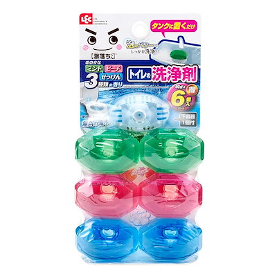 他サイト： 激落ちくん レック(LEC) タンクにポン トイレの洗浄剤 80ml (本体+ボトル6個付き) ミント・ピーチ・せっけん 3種の香りアソート 無色の商品画像