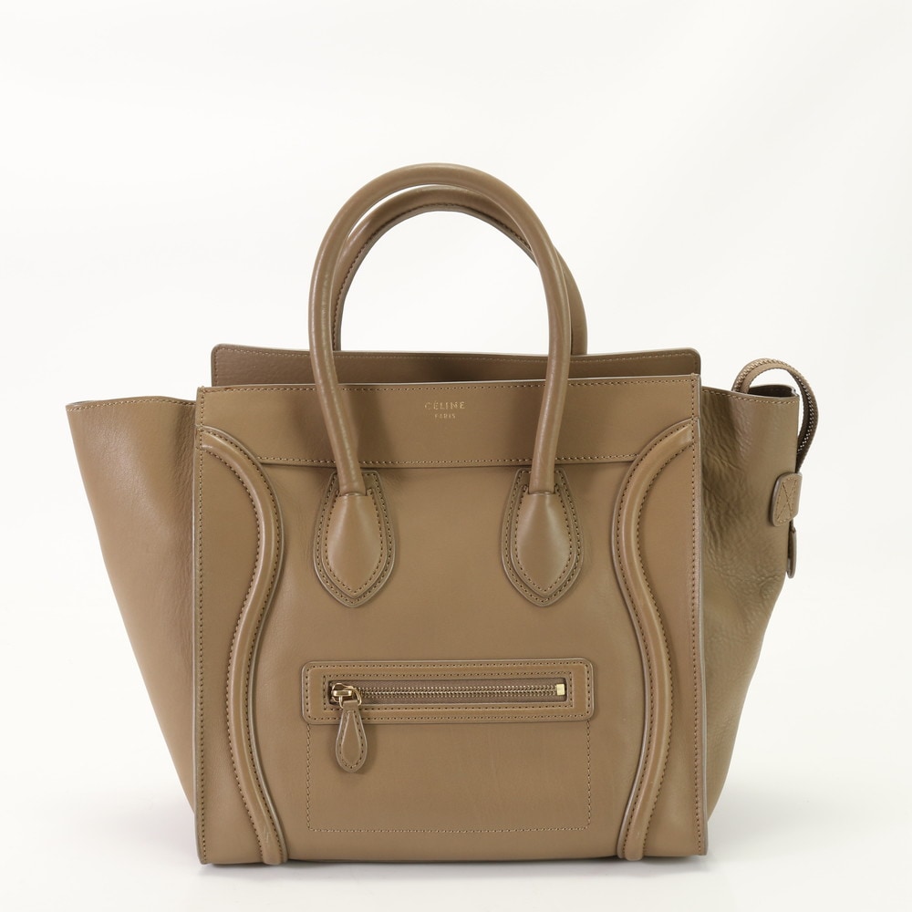 美品 ラゲージ ミニ ショッパー ベージュ レザー ハンドバッグ トート 本革 A4 レディース EEM AH15-1 中古