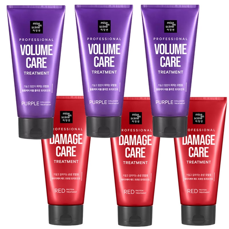 ダメージケア(RED)トリートメント330ml 3本 + ボリュームケア(PURPLE)トリートメント330ml 3本