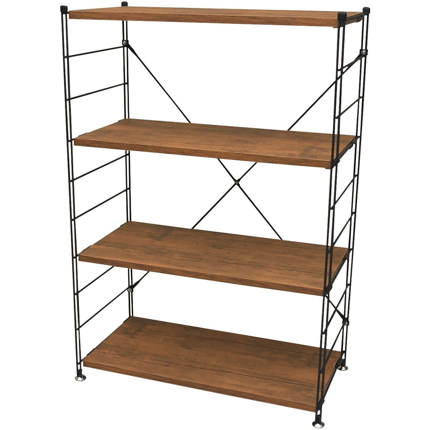 100％の保証山善(YAMAZEN) ウッドシェルフ 4段 アンティーク ブラウン 幅85.5×奥行41.5×高さ123.5cm MWS-12844(ABR/SBK)最安値通販