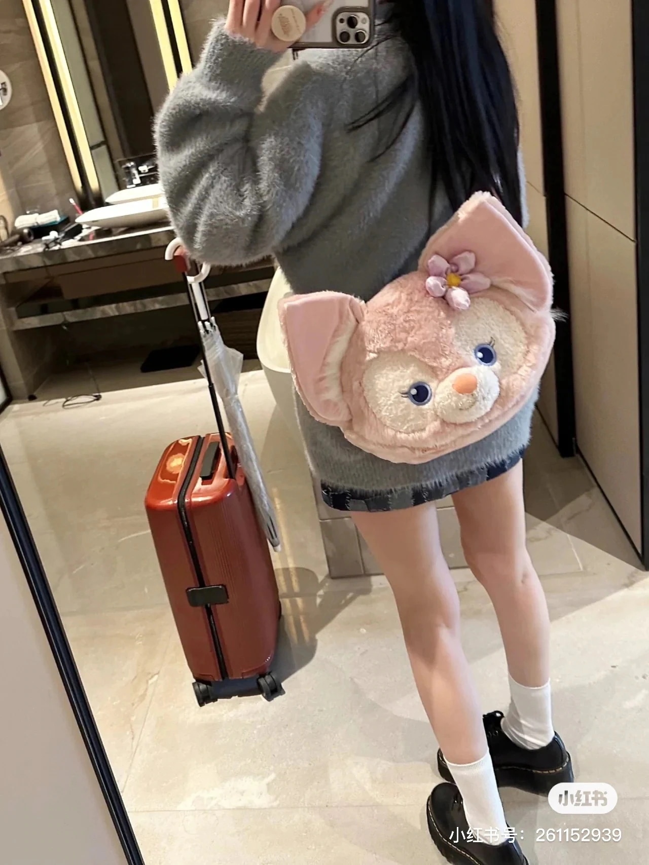 ディトゥニ リナ ベル ダッフィー ベア シャーリー ダッフィー スター デュー クロスボディ バックパック ハンドヘルド ビッグフェイス Y