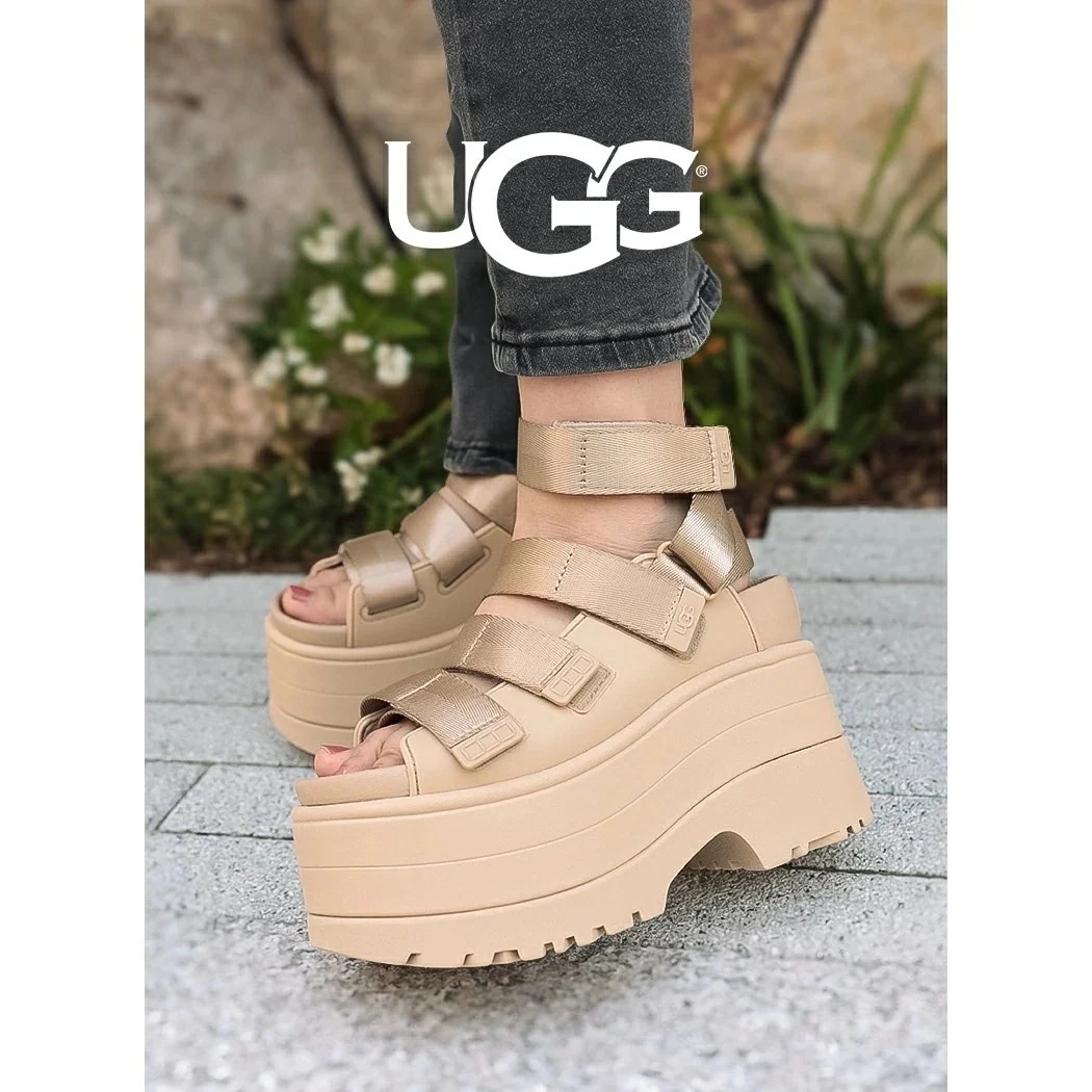 UGG アグ ウィメンズ ゴールデンライズ サンダル スライド W GOLDENRISE MASTARDSEED ( レディース ベージュ ベルト 厚底 ストラップ 1167431 )