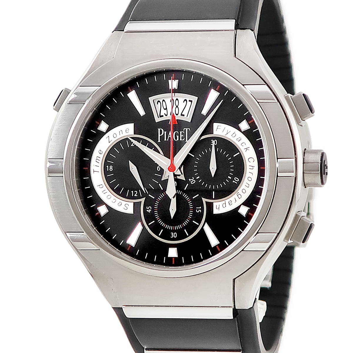 ポロ 45 クロノグラフ P10534 G0A34002 自動巻き メンズ ブラック バー デイト 2タイムゾーン表示 3年保証