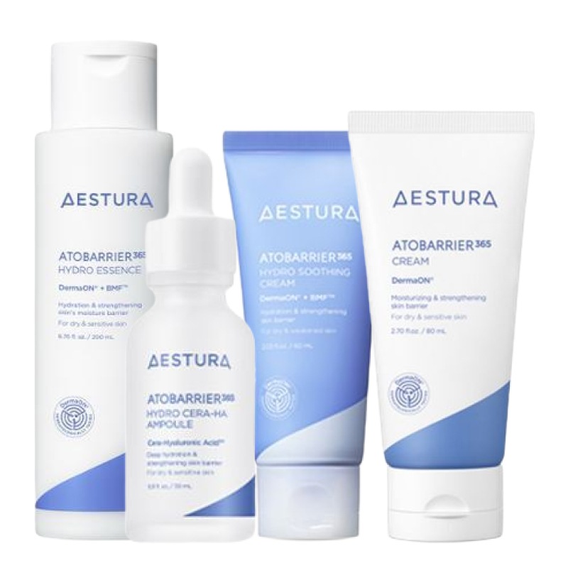 アトバリア365 人気 4点 セット(エッセンス トナー 200ml+セラム 30ml+ハイドロクリーム 60ml+クリーム 80ml)/韓国 人気 保湿 中乾燥 複合性肌 セラミド スキンケアセット