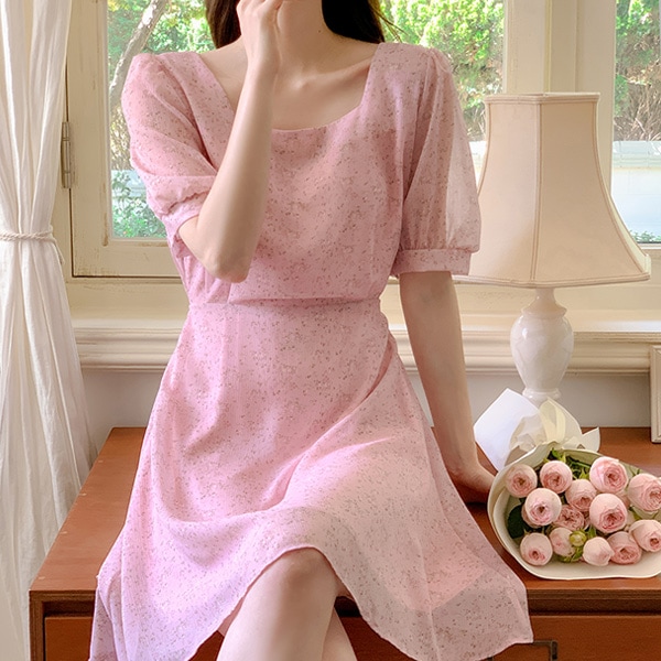 2丈タイプフラワースクエアネックワンピース op15747