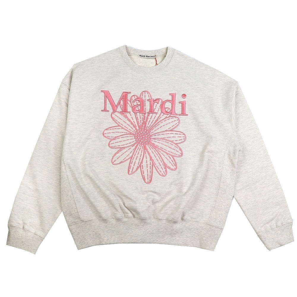 SWEATSHIRT FLOWERMARDI NEEDLEWORK OATMEAL PEONY 長袖 レディース 韓国 ファッション アパレル 刺繍