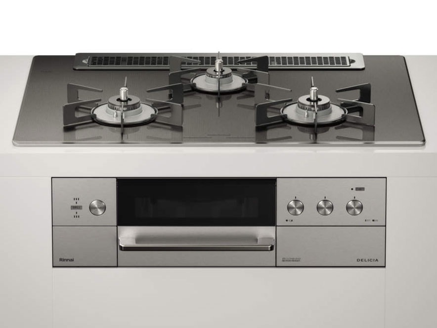 ビルトインコンロ DELICIA デリシア 3口 3V乾電池タイプ シンプルタイプ プロパンガス 75cm LPG ツイードシルバー RHS71W30E15RCASTW-LPG