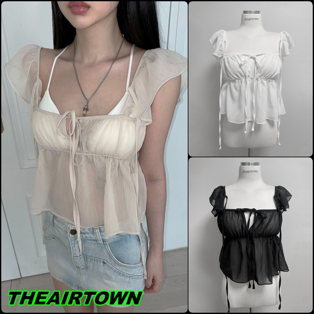【THEAIRTOWN】 puff see-through blouse