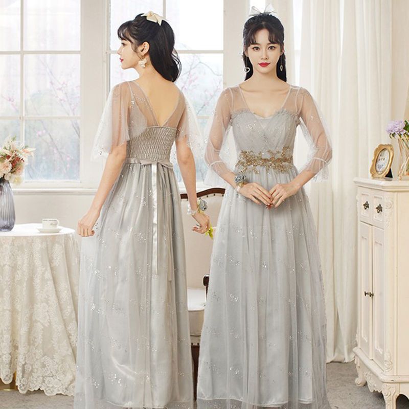 グレーのドレス新しい薄い宴会の結婚式の年間パフォーマンス 4,793円