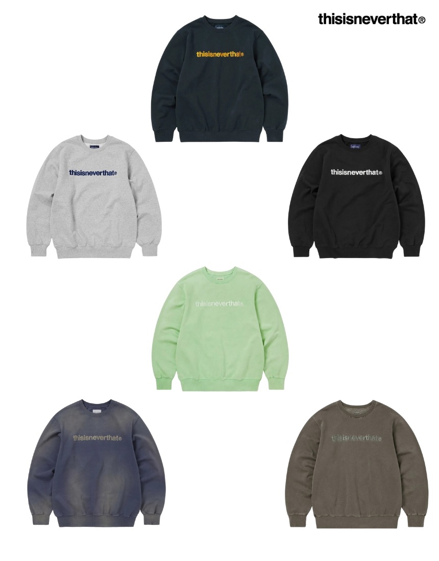 韓国限定 韓国人気 SNS 流行 ファッション トレンド 長袖 ユニセックス スウェットシャツ ストリート T-Logo Crewneck (6カラー)