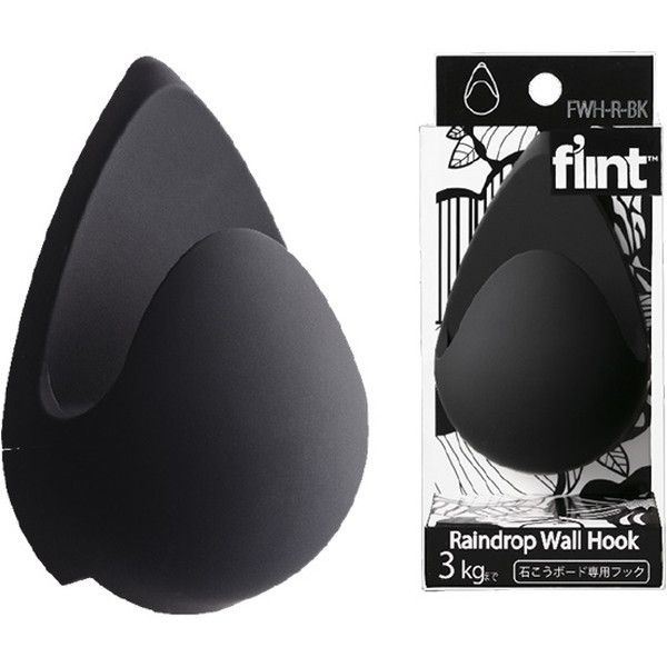 東洋工芸 石こうボード専用フック flint HookRaindrop Wall Hook ブラック (5パック入) 0408-00010