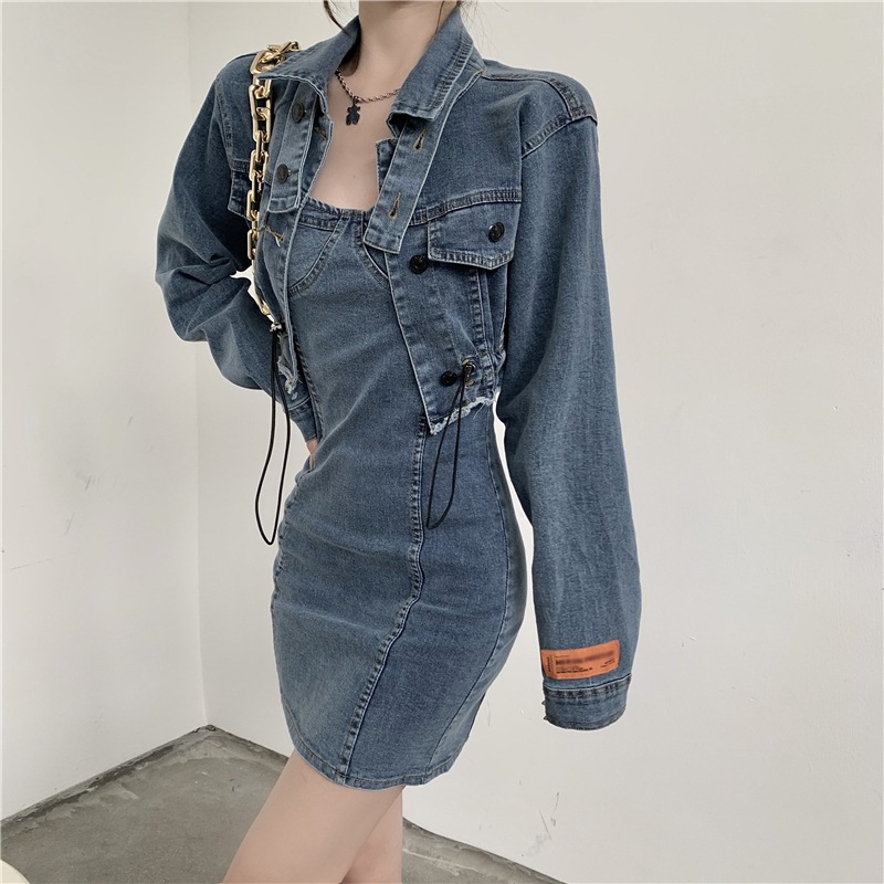 【送料無料】レディース セットアップ 2点セット ワンピース ジャケット デニム アウター