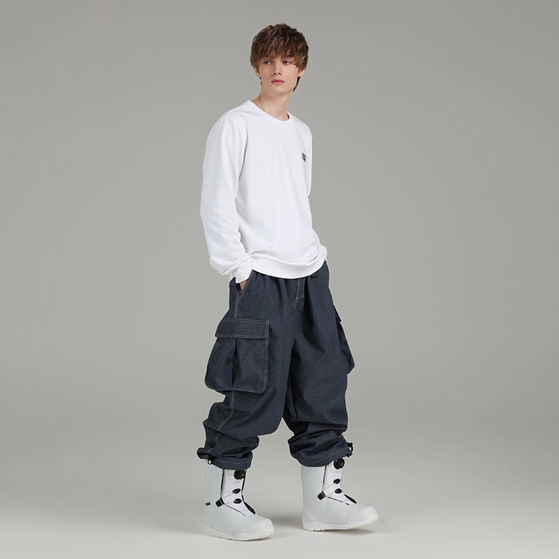 スノーボードウェア ロングパンツ カーゴパンツ デニムパンツ 単品 スノーボード スキーウェア スノボウェア メンズ レディース 長ズボン ボトムス ゆったり 男女兼用 防風 防水 防寒 耐摩擦 韓国