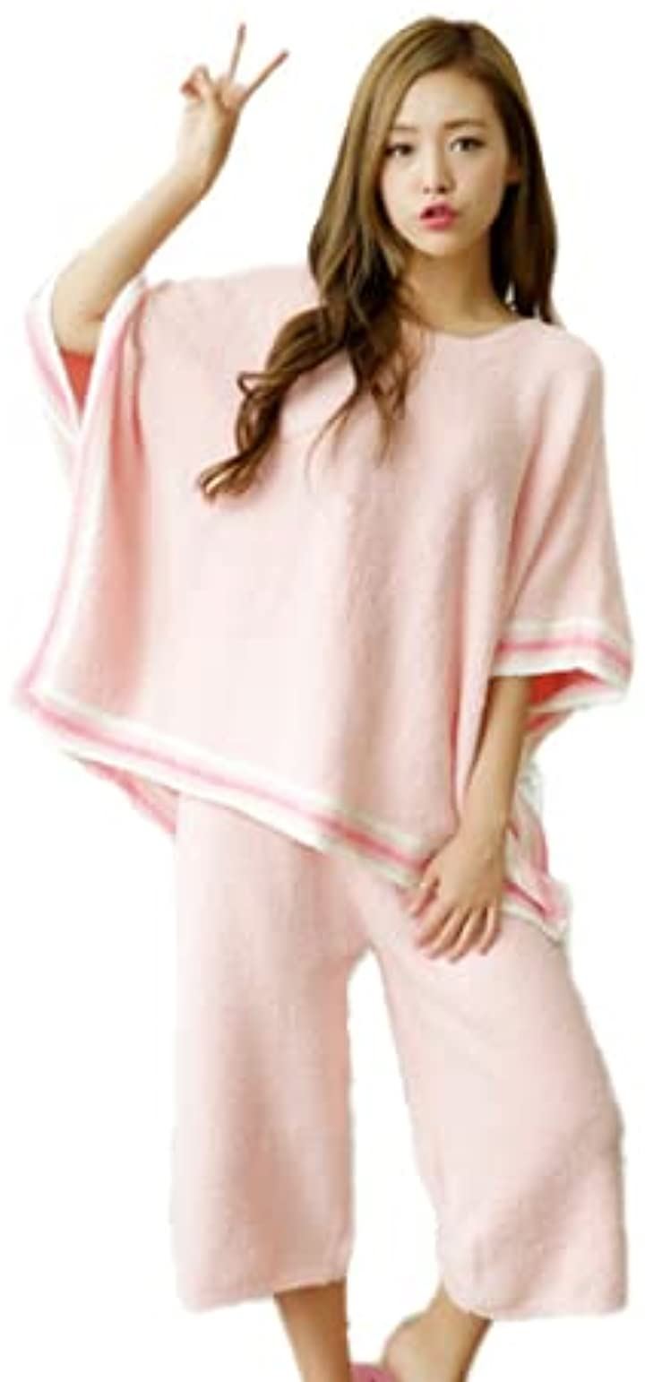 ルームウェア パジャマ レディース もこもこ 半袖 7分丈 上下セット 春夏秋用 Pink( ピンク, Free Size) 6,980円