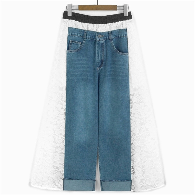 韓国ファッション カラフルレトロジーンズ ルーズフィット ワイドレッグ 秋の日常着にピッタリ