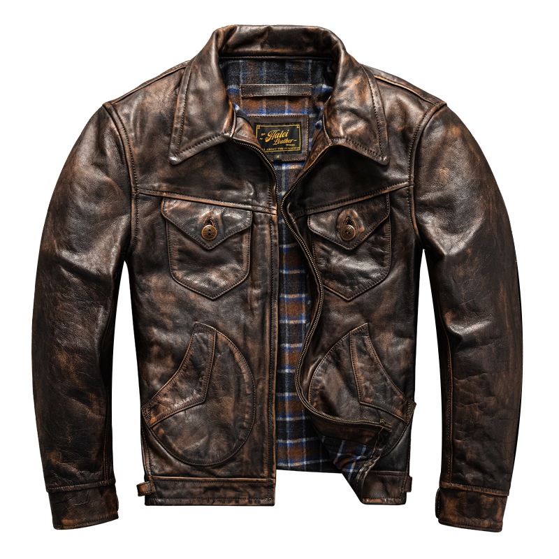メンズ ラペル ライダースジャケット 本革ジャケット 秋冬コート