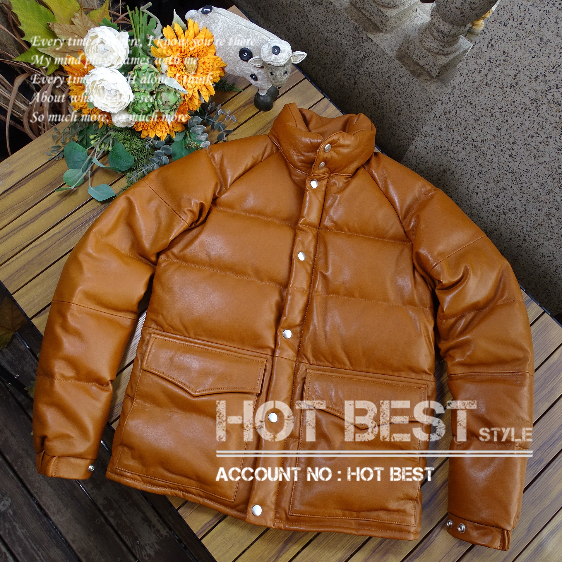 シープスキン シングルライダース ギフト メンズ 革ジャン レザーダウンジャケット オレンジ イタリアンレザー ラム 羊革