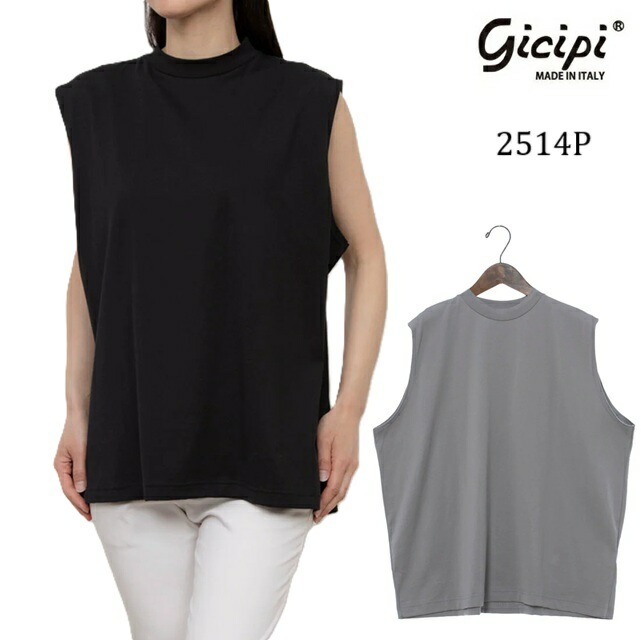 GICIPI ジチピ ノースリーブ タンクトップ SPIGOLA スピーゴラ 春夏 レディース 2025SS 2504P イタリア製 トップス 無地 コットン 綿 ハイゲージニット DOLCE B