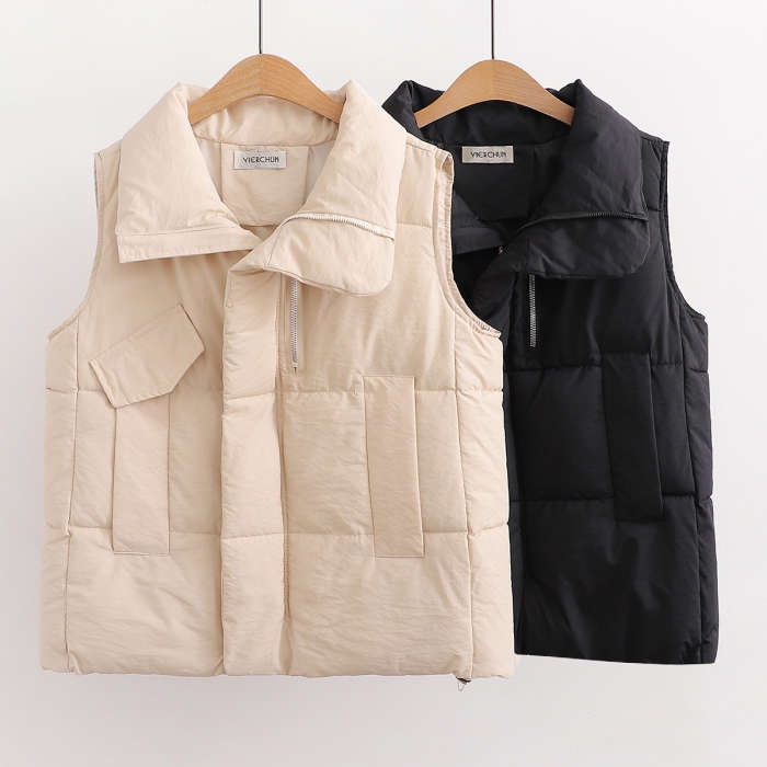 ２点で13o円OFF！【早割り】中綿ベスト レディース ショート丈 ベスト 春 秋 冬 ポケット 厚手 ゆったり シンプル ダウンベスト ノースリーブ 無地アウター 前開き キルティングベスト ファス 4,930円
