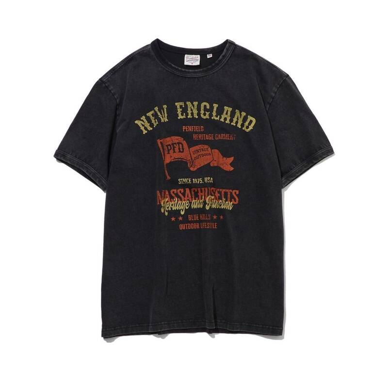 ペンフィールド PENFIELD ニューイングランド ヴィンテージ グラフィック リンガー半袖Tシャツ ブラック FS2KT74U 481461