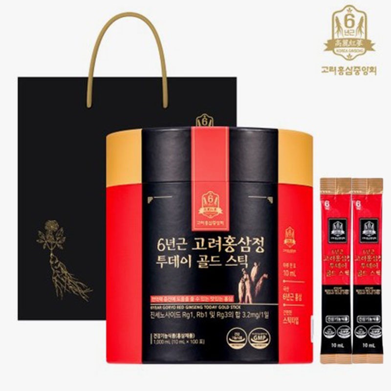 高麗紅参中央会 6年根 高麗紅参政 トゥデイ ゴールド スティック 10mlx100包 バルク包装 6,327円