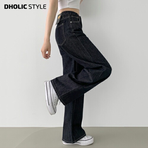 [メガ割りSALE]2TYPEノンフェードバックゴムワイドデニムパンツ・p674313