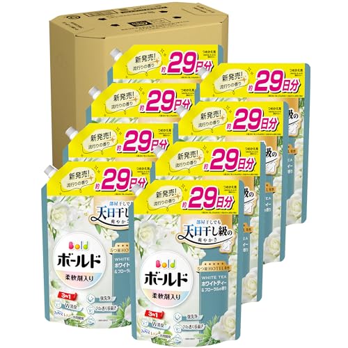 ボールド 柔軟剤入り 洗濯洗剤 液体 ホワイトティー＆フローラルの香り 詰め替え 690g×8袋 [ケース品]