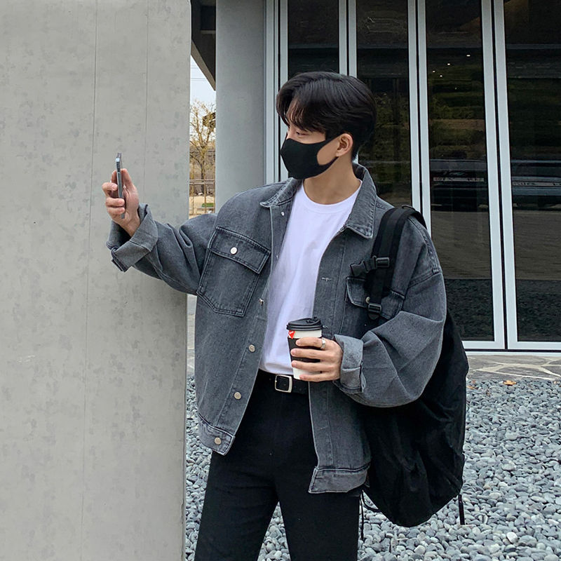 カウボーイジャケットメンズ春とギャングハンサムなルーズラペルワークジャケットトップスのトレンドの秋の韓国語バージョン
