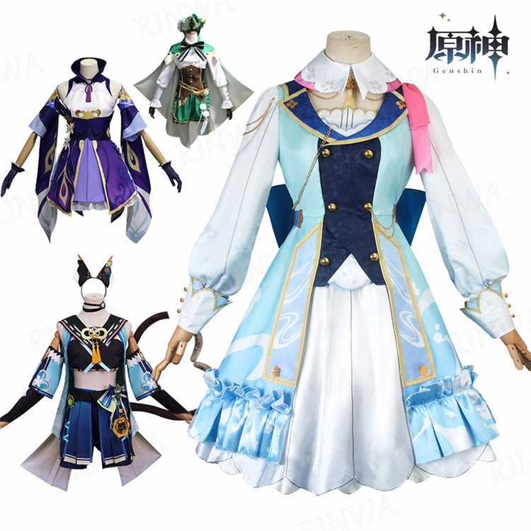 原神 コスプレ 衣装 ハロウィン コスチューム 原神 げんしん ヒロイン コスプレ衣装 神里綾華 刻晴 ウェンティ 綺良々 ウイッグ付き 全身セット セットアップ コスチューム ハロウィン 衣装 クリ
