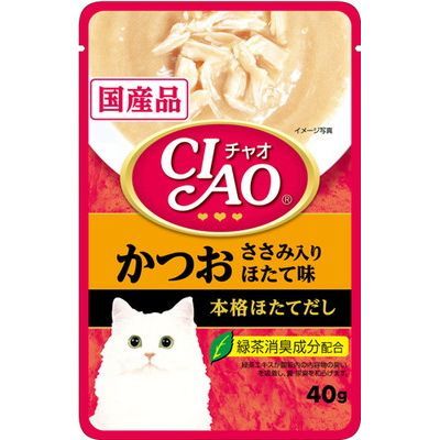 【48個セット】いなばペットフード　CIAOパウチかつおささみ入りほたて味40g