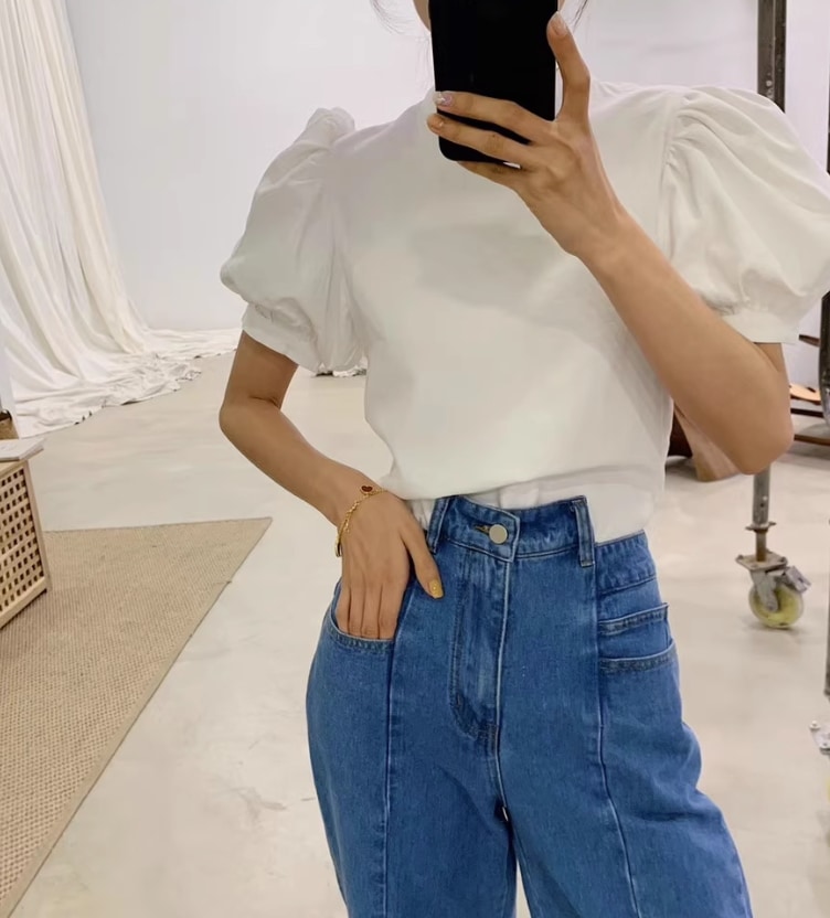 トップス デート モテアイテム シャツ ブラウス チュニック パフスリーブ 大人可愛い きれいめ 上品 おしゃれ かっこいい 大人可愛い ラブリー キュート ガーリー クール モード系 セクシー 4,932円