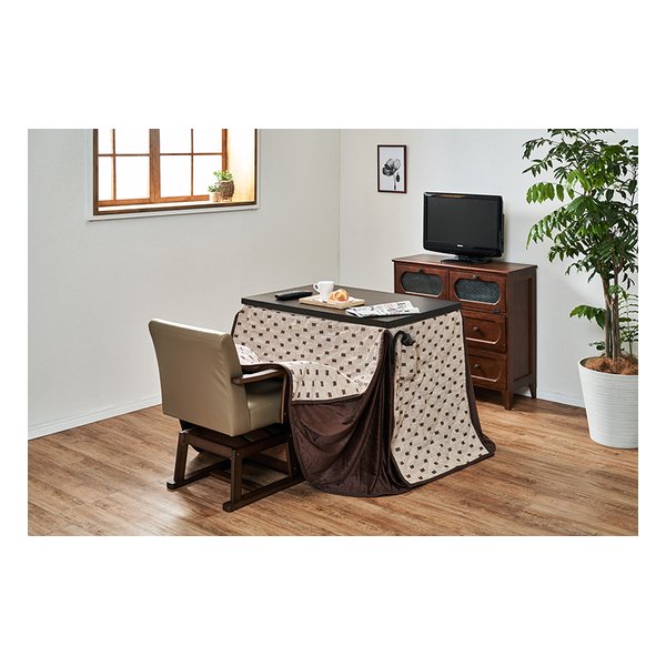 ハイタイプ薄掛け布団/こたつ布団 幅90cm リモコン用ポケット付き トルタFH960