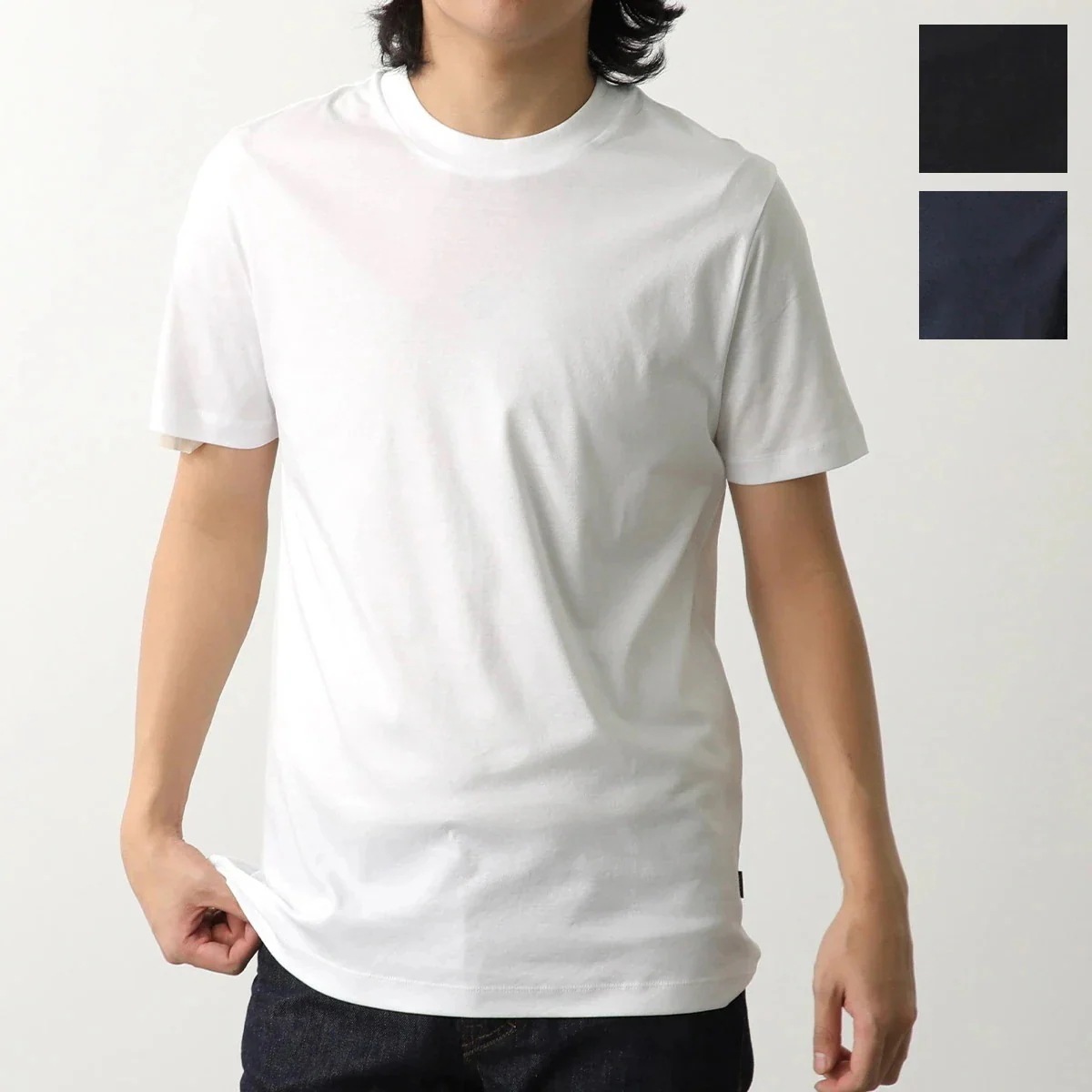 HUGO BOSS ヒューゴボス Tシャツ 50523931 メンズ 半袖 クルーネック コットン カットソー 無地 ロゴ スリムフィット カラー3色