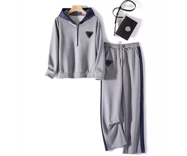 二点セット 上下セット ツーピース レディース スウェット ジャージ セットアップ スポーツウェア フルレングス 長袖 ファスナー ポケット 前開き ウエストゴム フード 綿 コットン かわいい